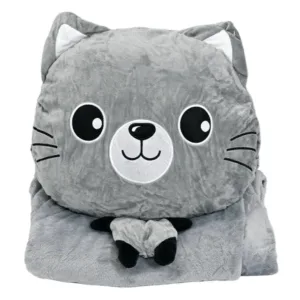 Дитяча м'яка іграшка "Кішечка" L1128(Grey) іграшка з пледом, розмір 40 см